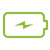 Green battery icon with a lightning bolt symbol inside representing energy or power.