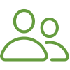 Green icon depicting two user silhouettes, representing a group or community.