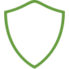 Green shield outline icon representing protection or security.