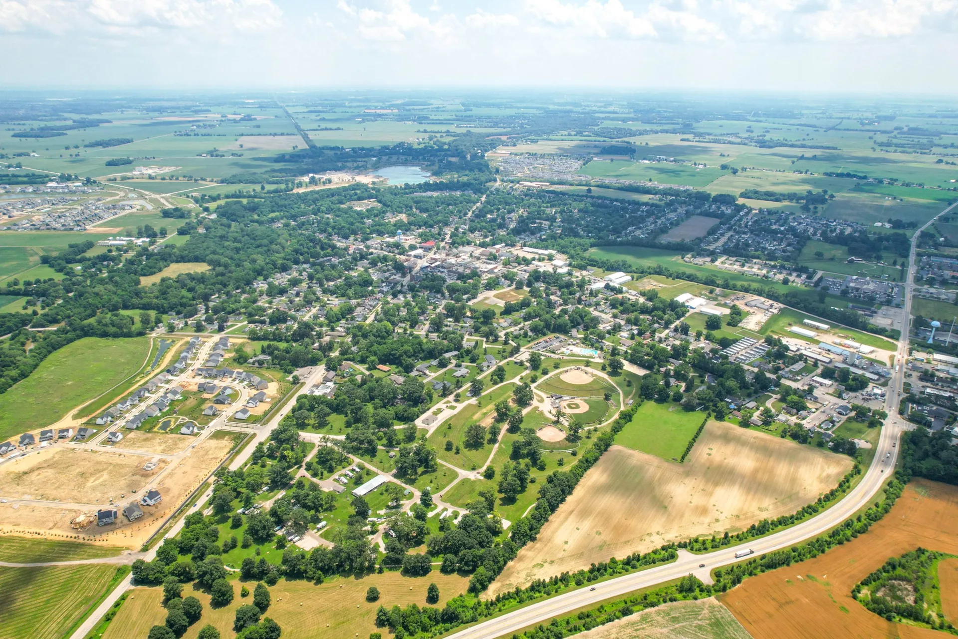birds eye view of the village of Plain City, Ohio