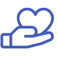Heart in hand icon
