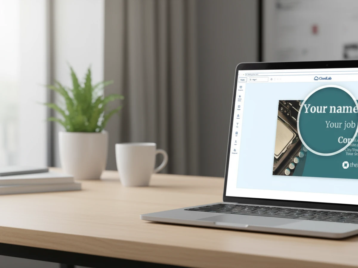 business card on notebook