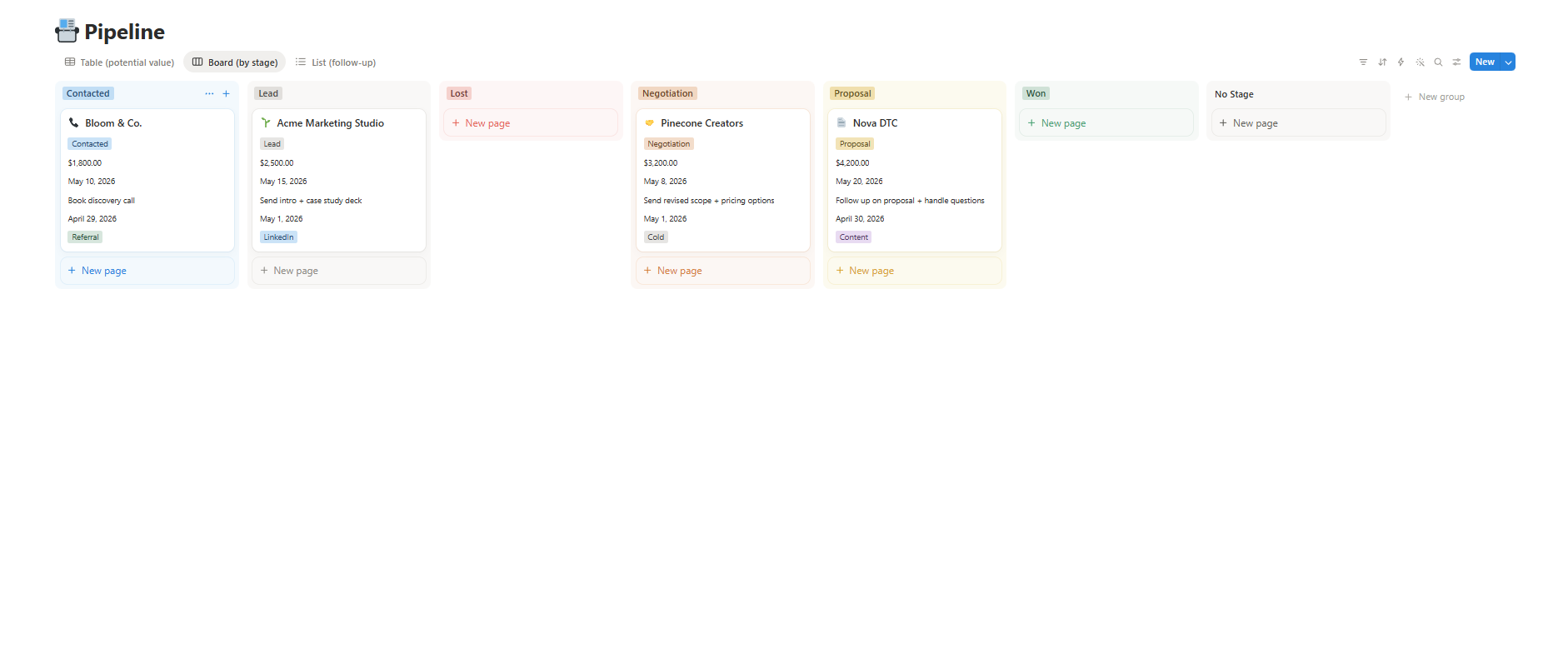 tasks & projects notion template