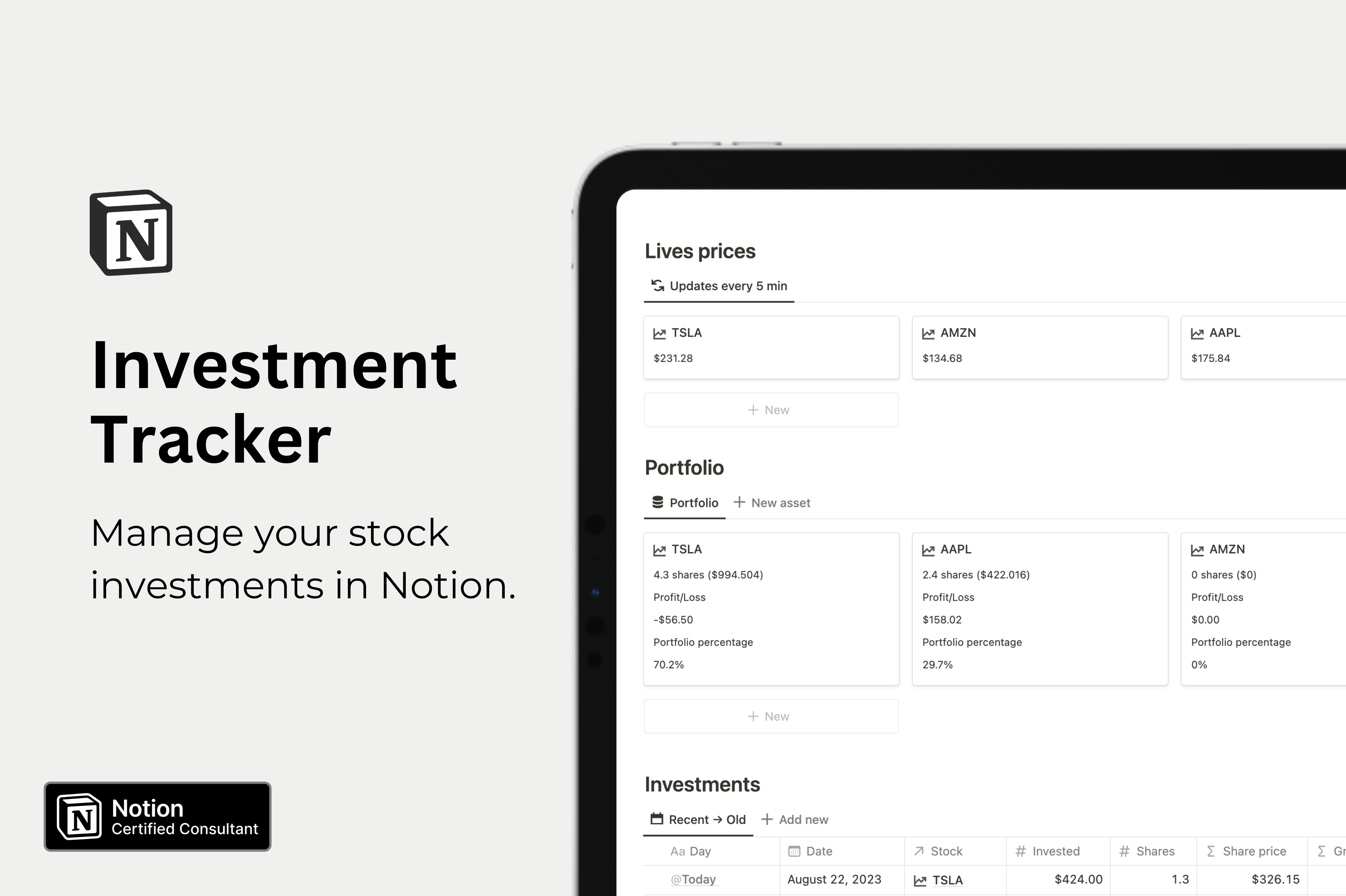 Notion Investment Tracker template