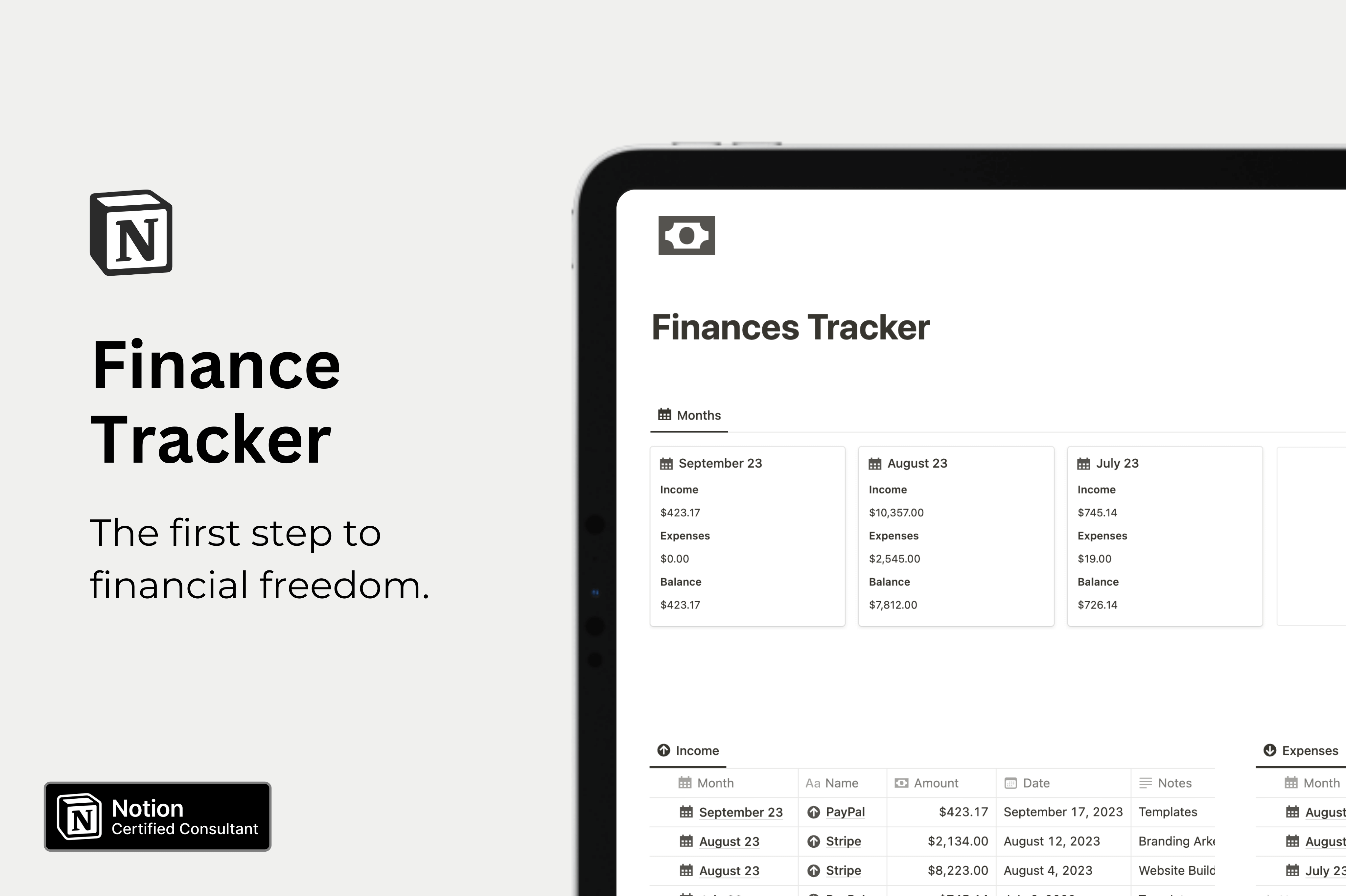 Notion Finance Tracker Template Free