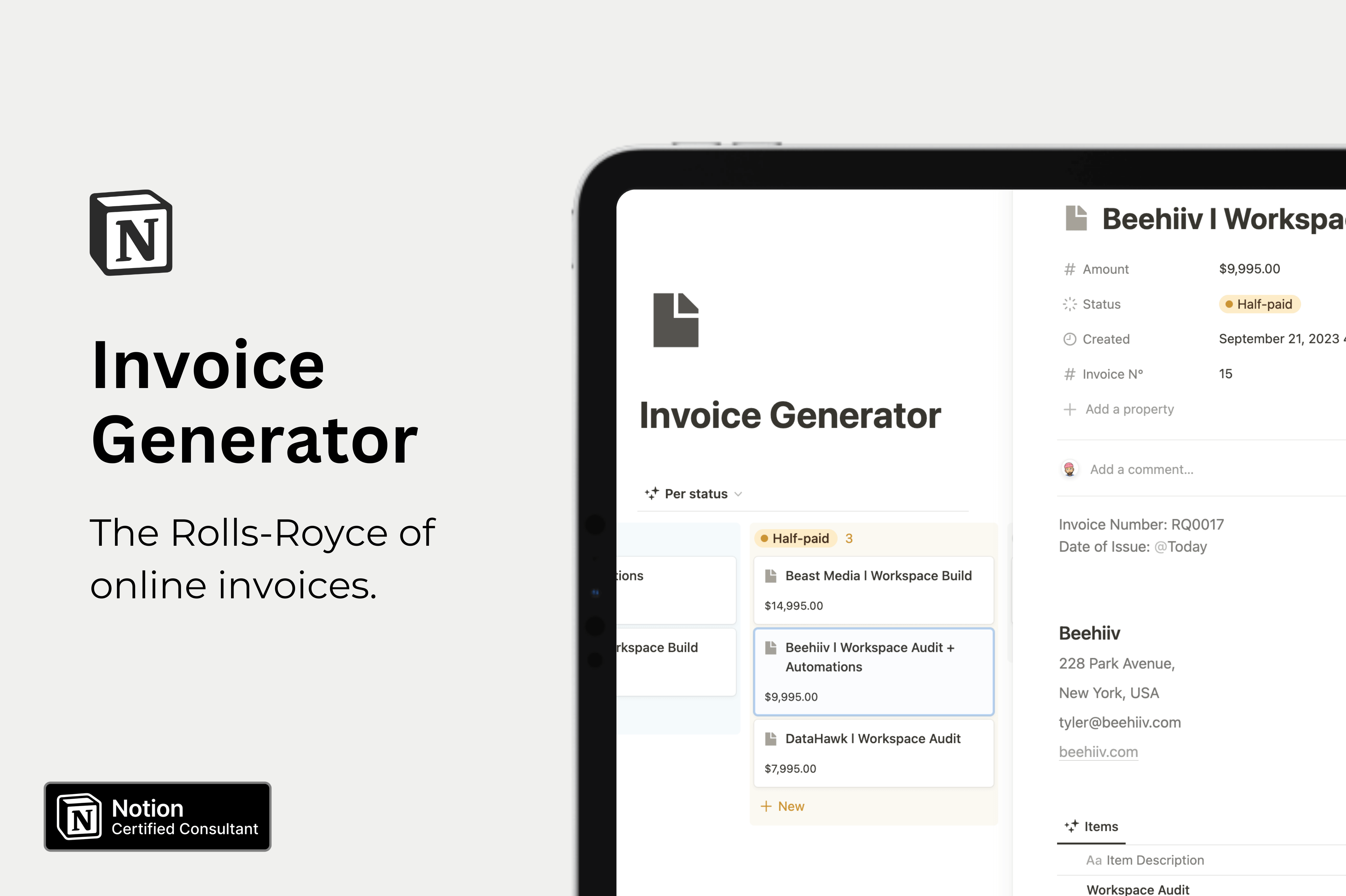 Notion Invoice Generator Template