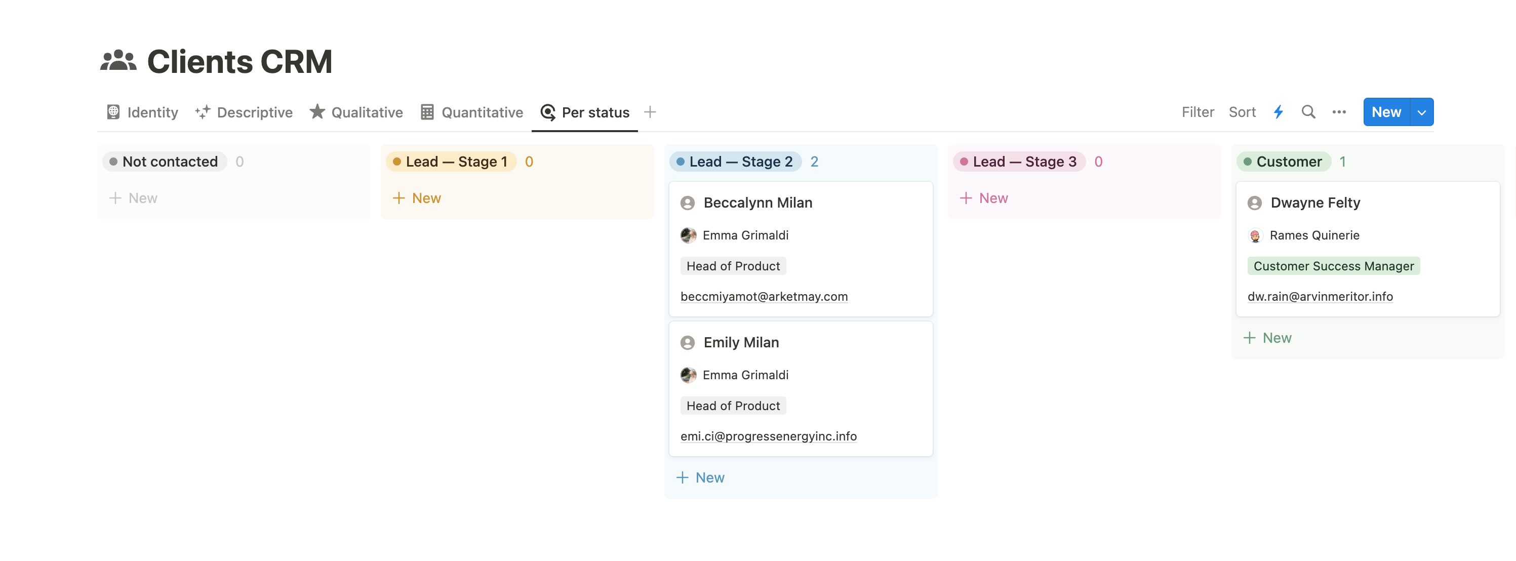 Notion CRM board view