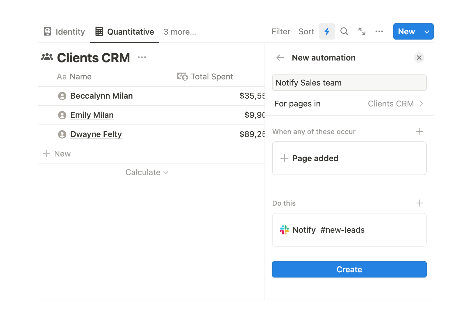 Slack notification when new lead in Notion CRM