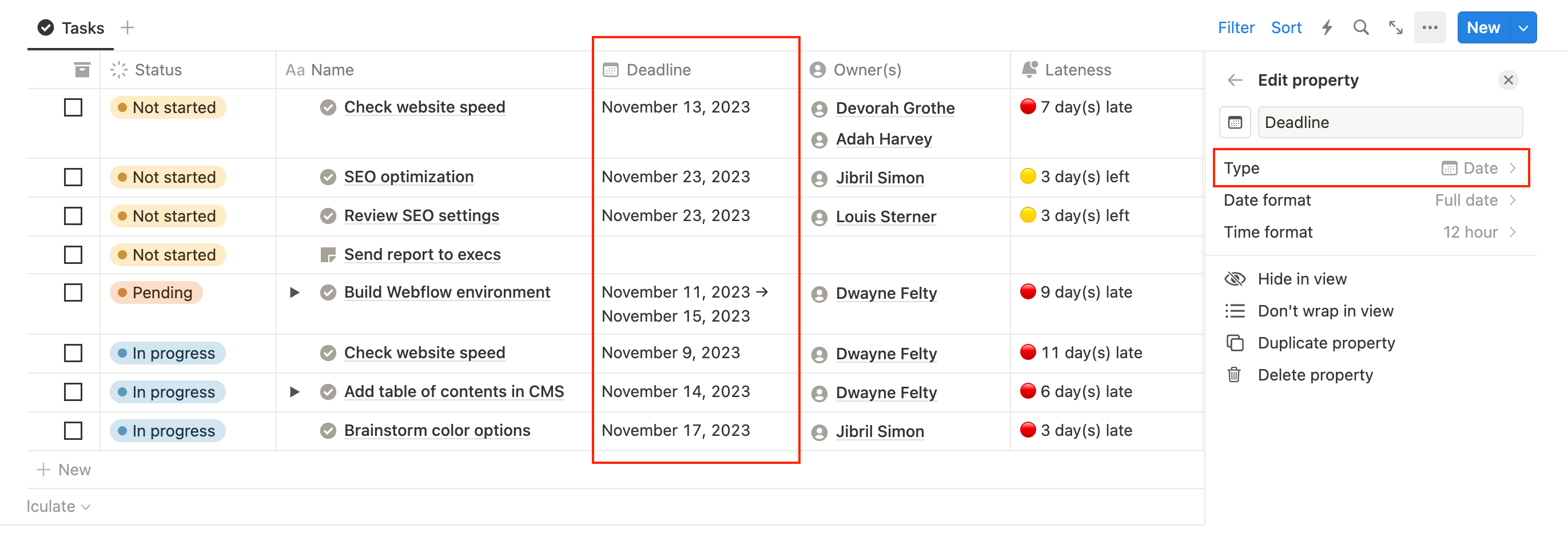 Ajouter propriété Date Notion