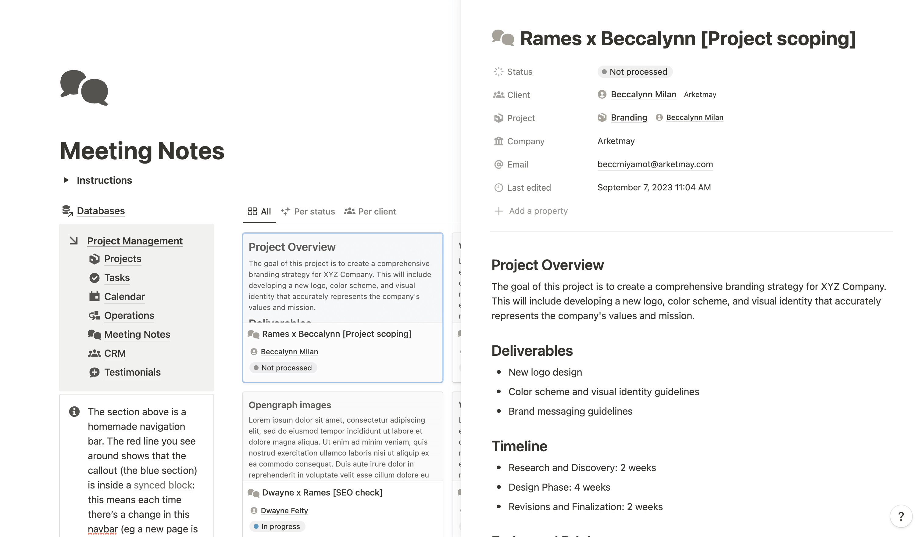 Notion meeting notes template