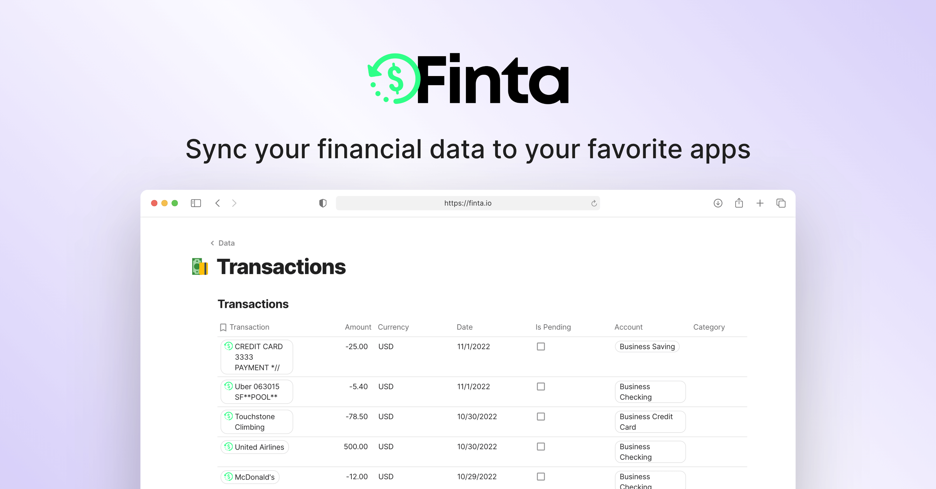 Finta for finance management in Notion