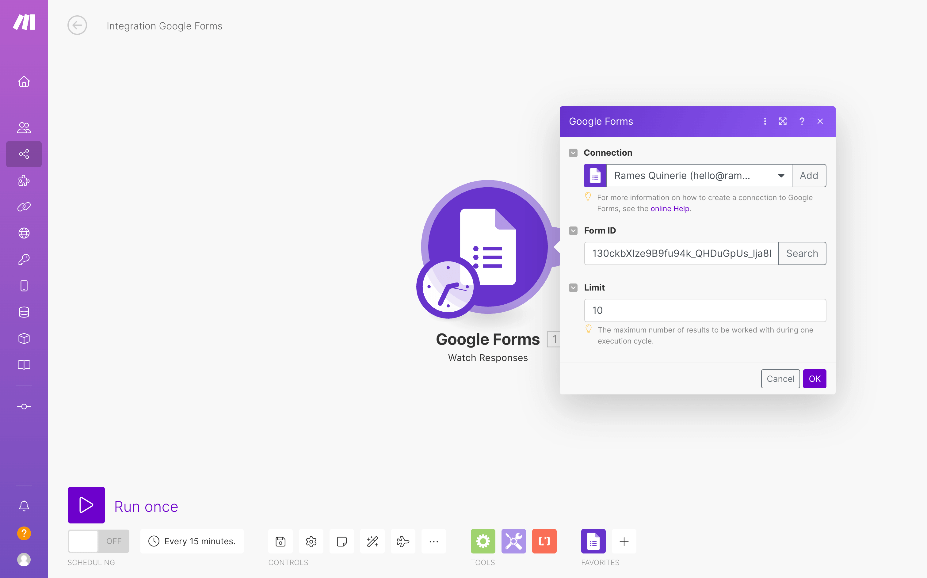 Setup the Google Forms Module