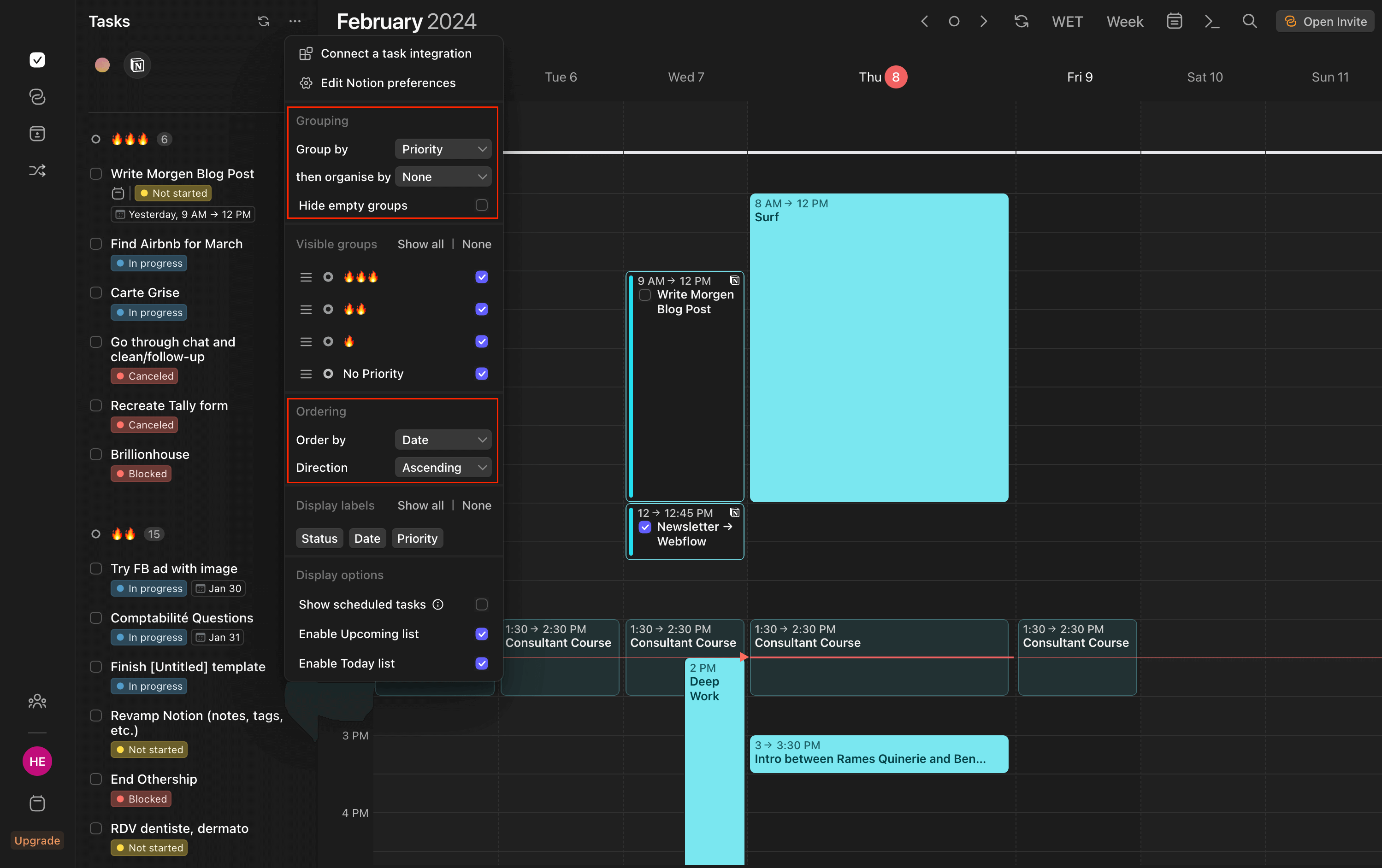 Morgen Sidebar Grouping and Ordering