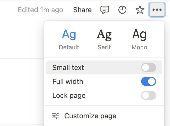 decrease text size in Notion