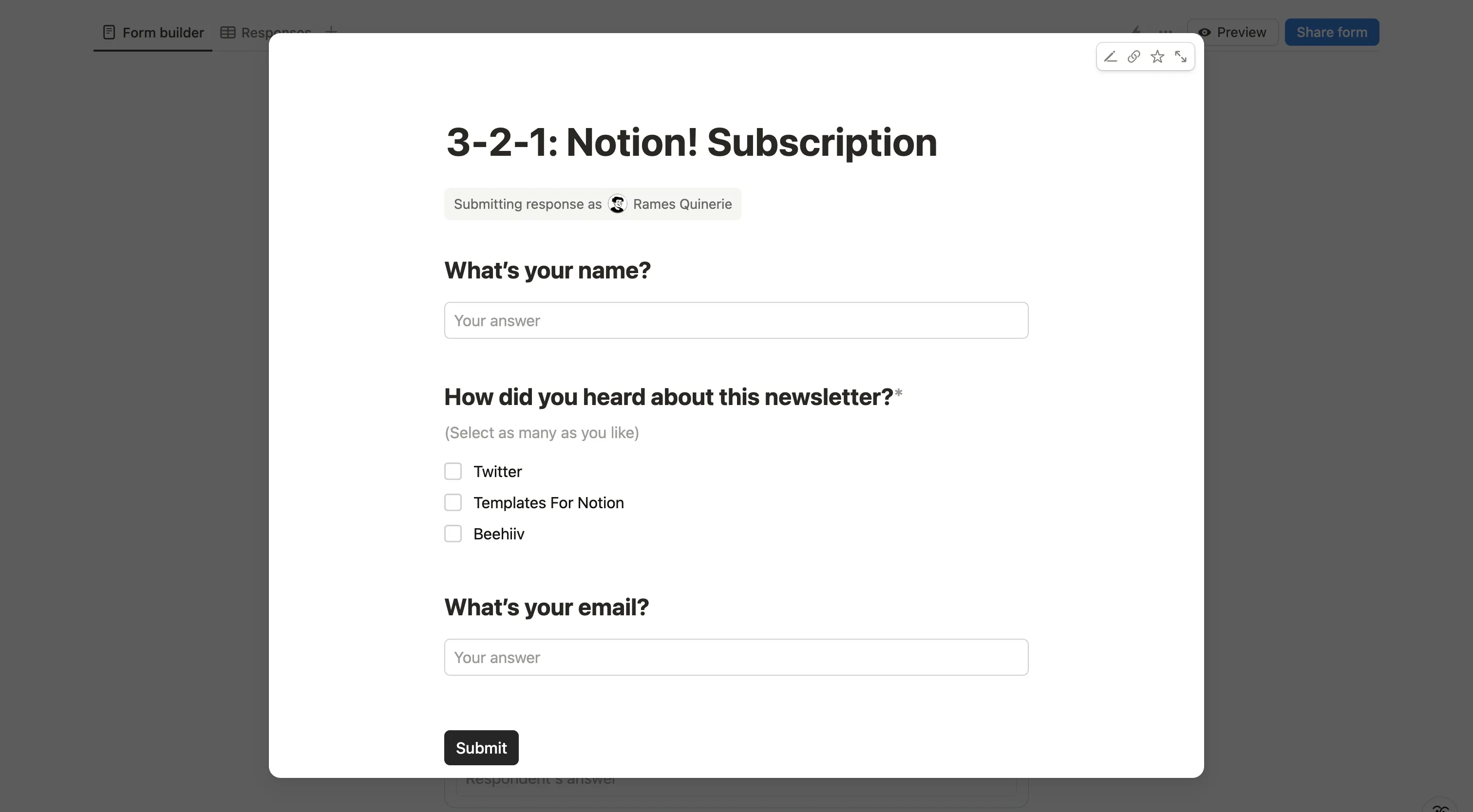 How to preview form in Notion