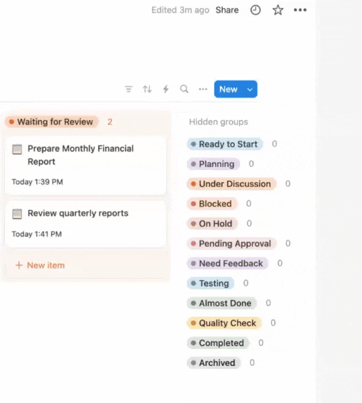 Notion board view hide hidden groups