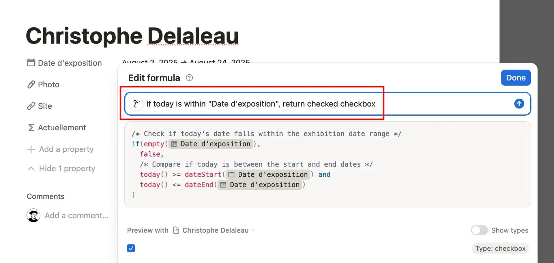Notion formula AI helper