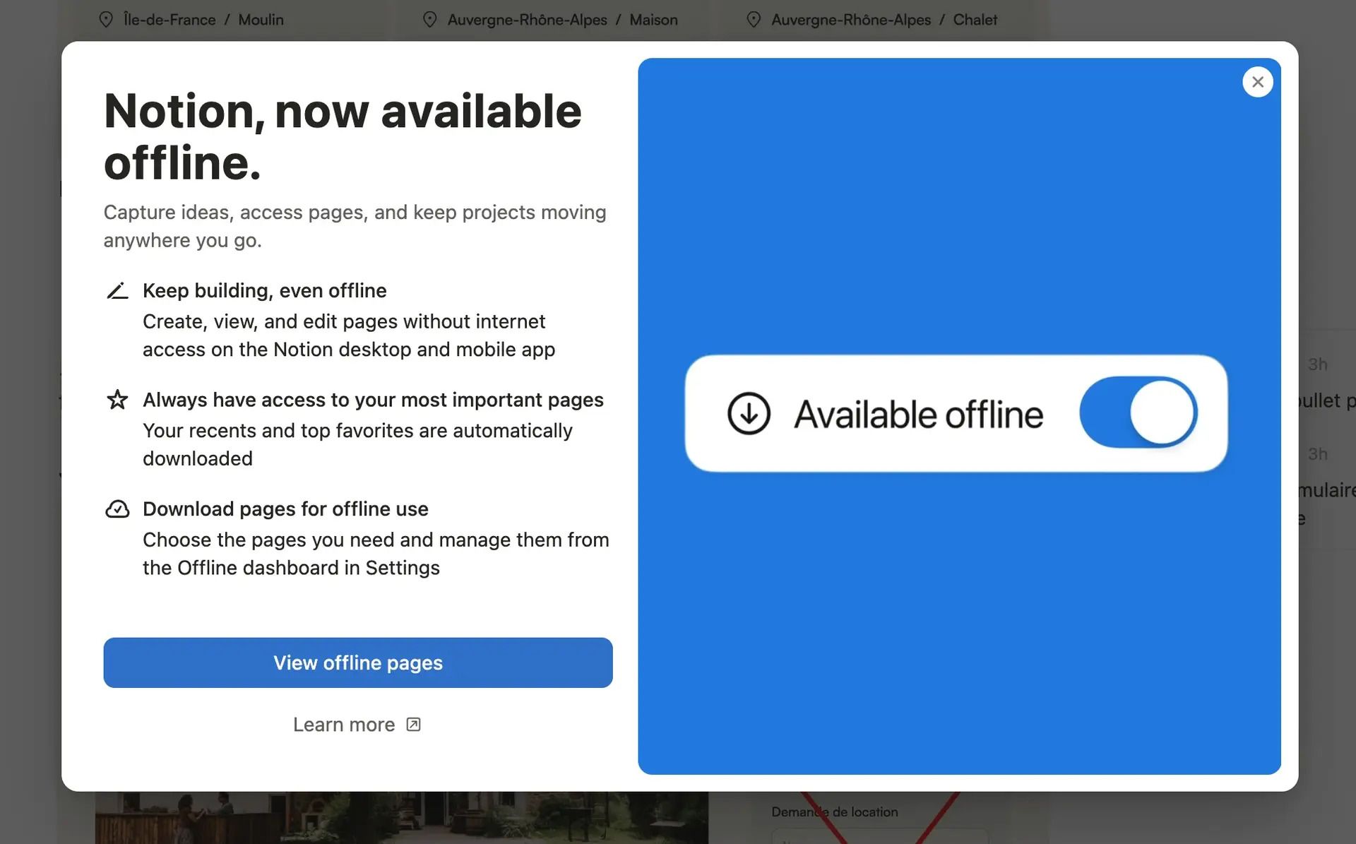 how to use notion offline mode