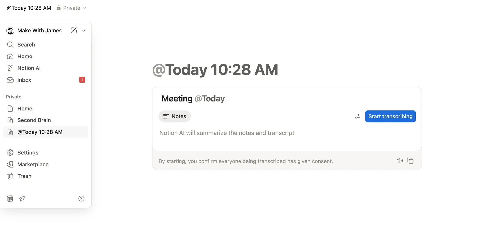 meeting note automatically added