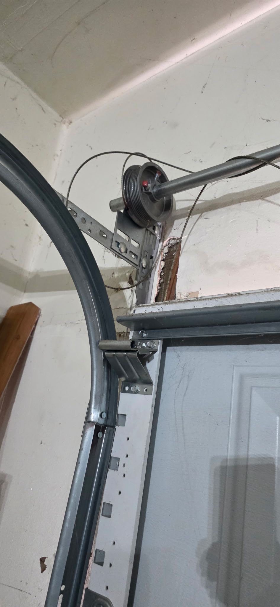 broken garage door torsion cables.