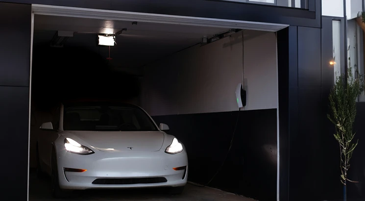 A garage with a smart door opener 