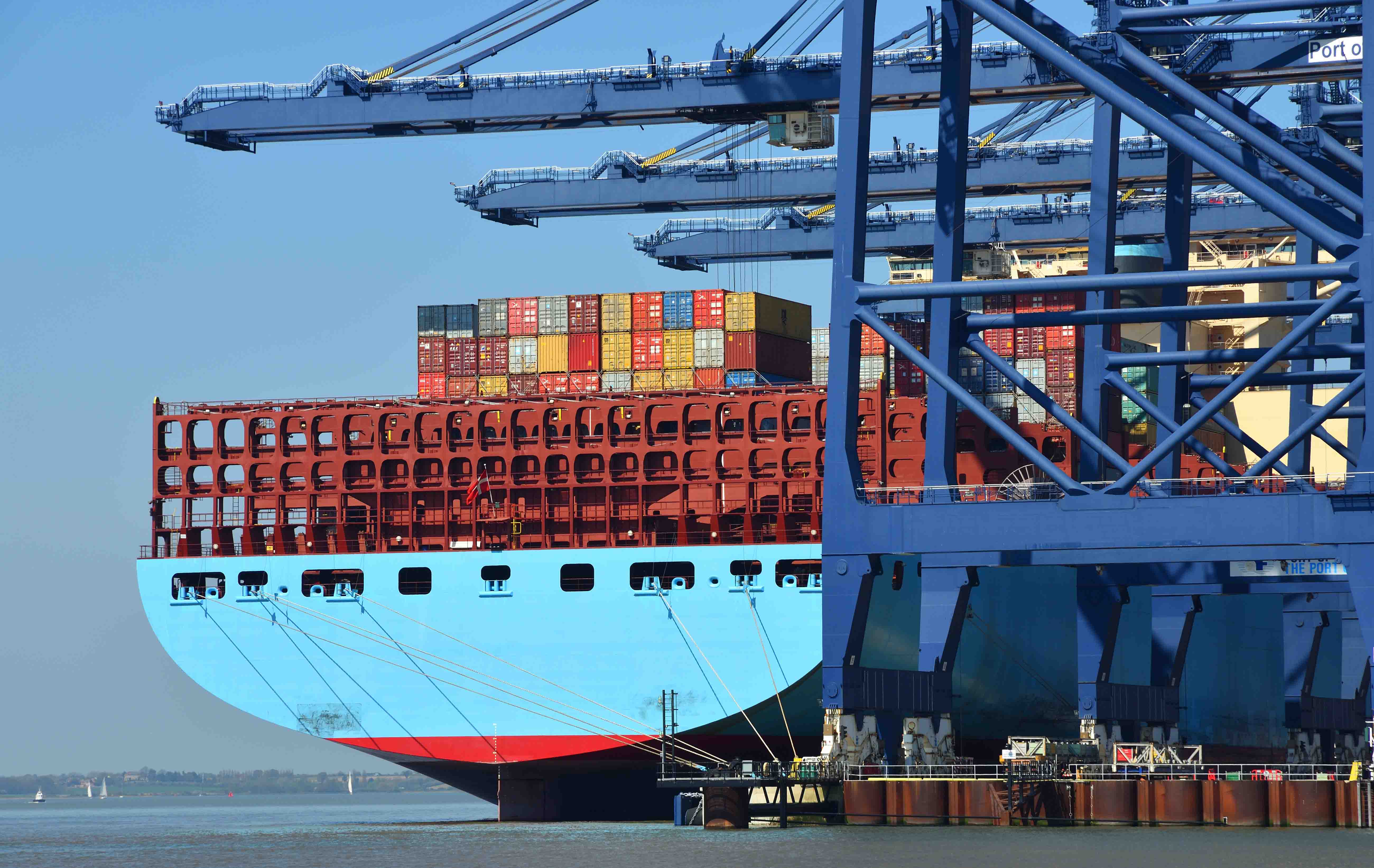 Container ship harboured at the depot