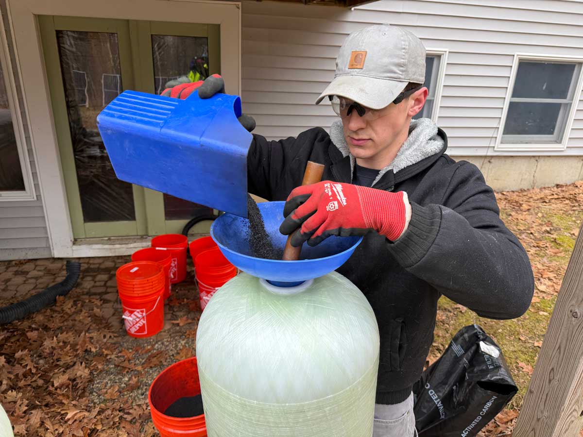 Close-up of a water treatment system installation