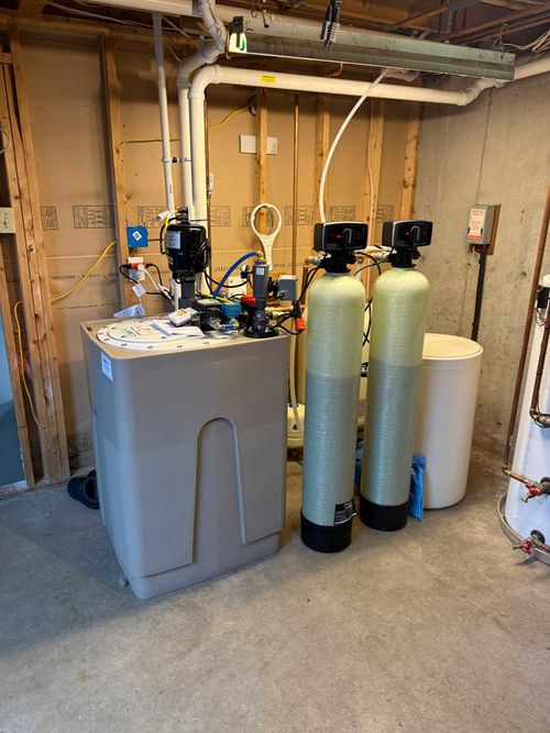 Close-up of a water treatment system installation