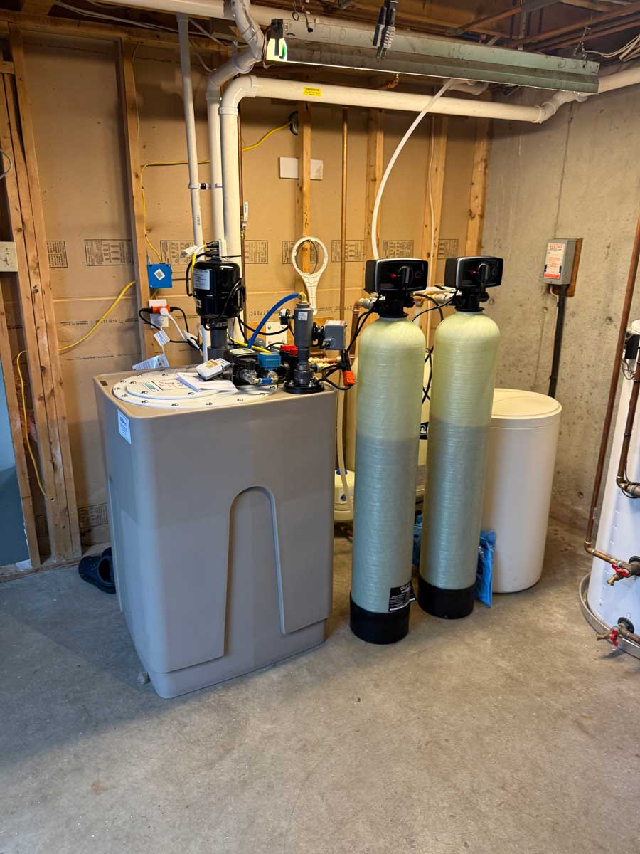 Close-up of a water treatment system installation