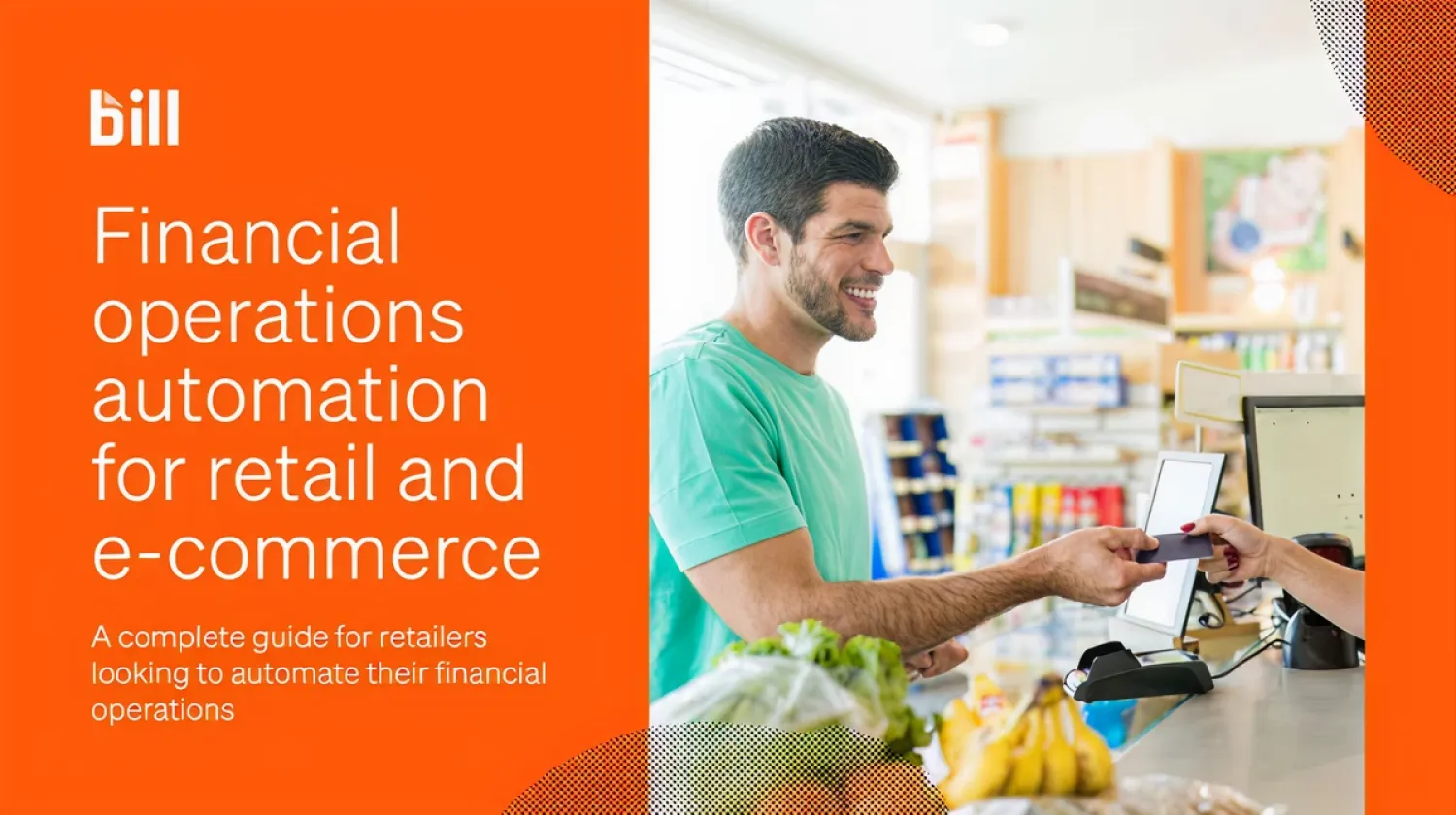 Guide cover with image of a man making a purchase in a retail store with title on the left