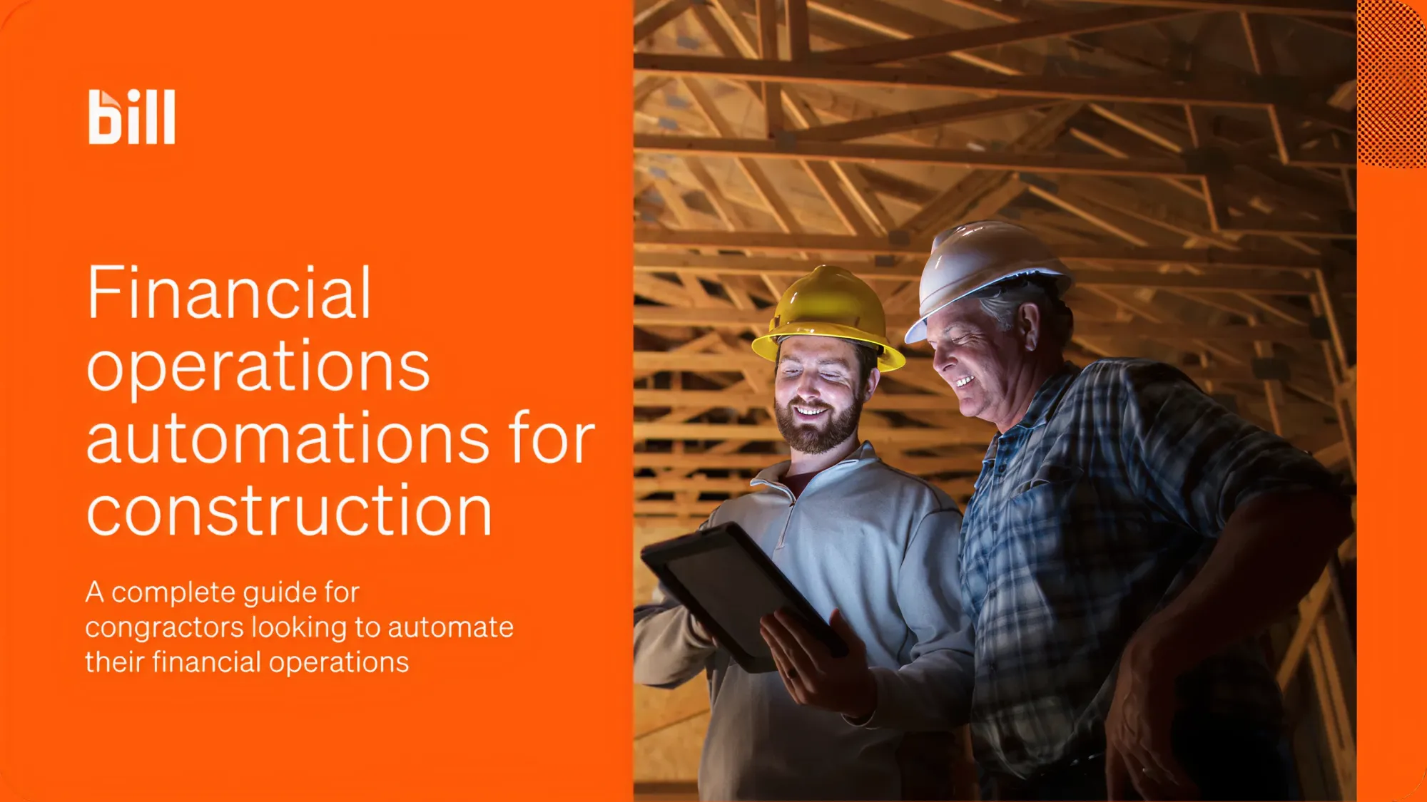 Guide cover with image of two men wearing hardhats inside a framed house with title on the left.