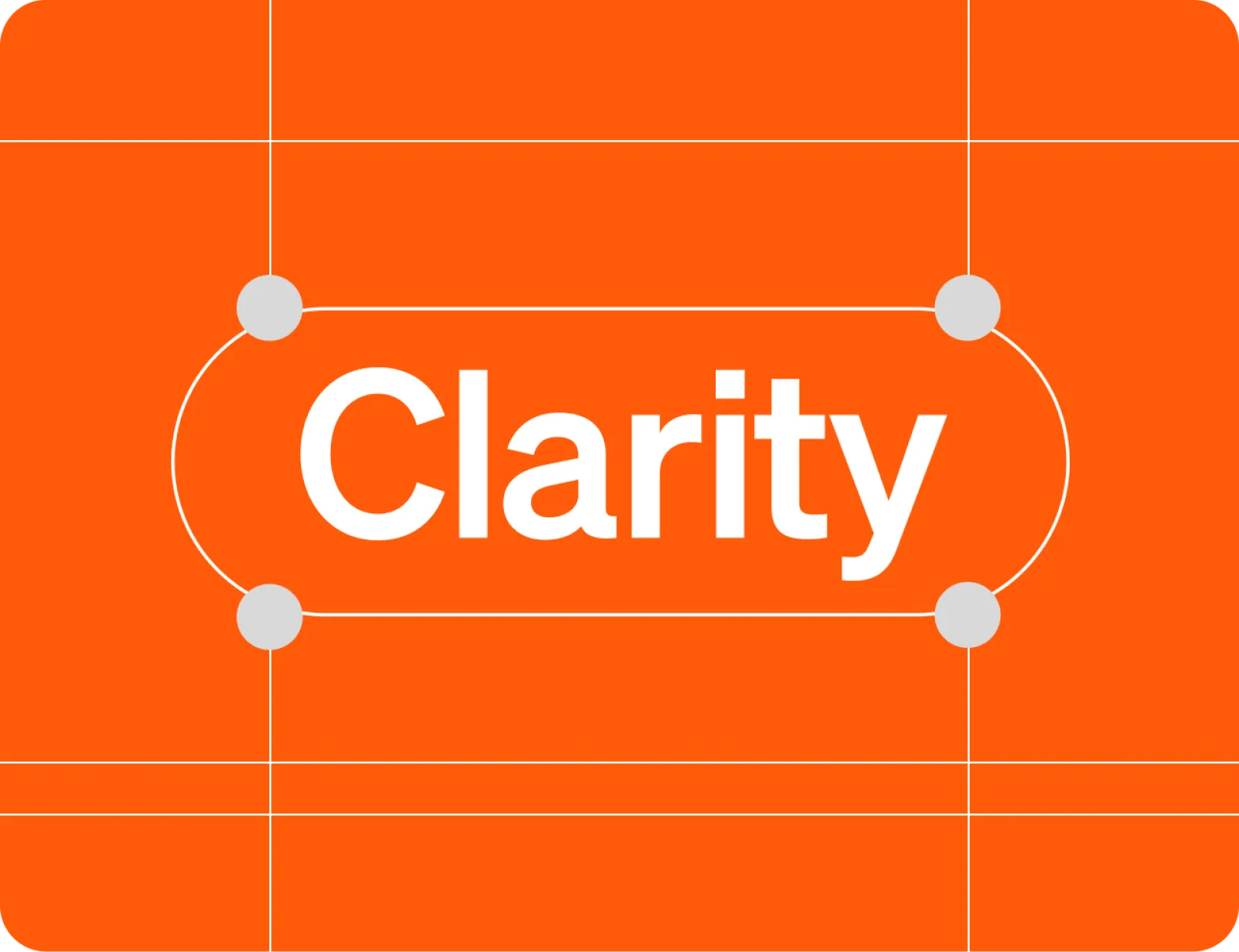 "Clarity" in white on a graphic orange background.