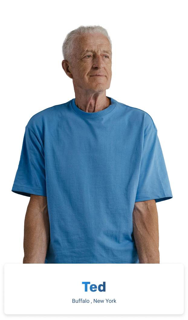 Man in blue shirt