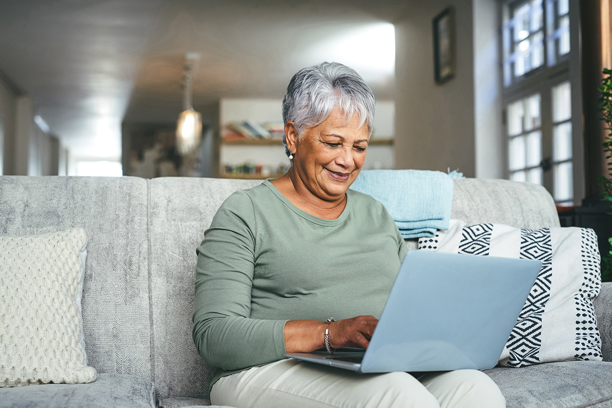 Woman typing on laptop