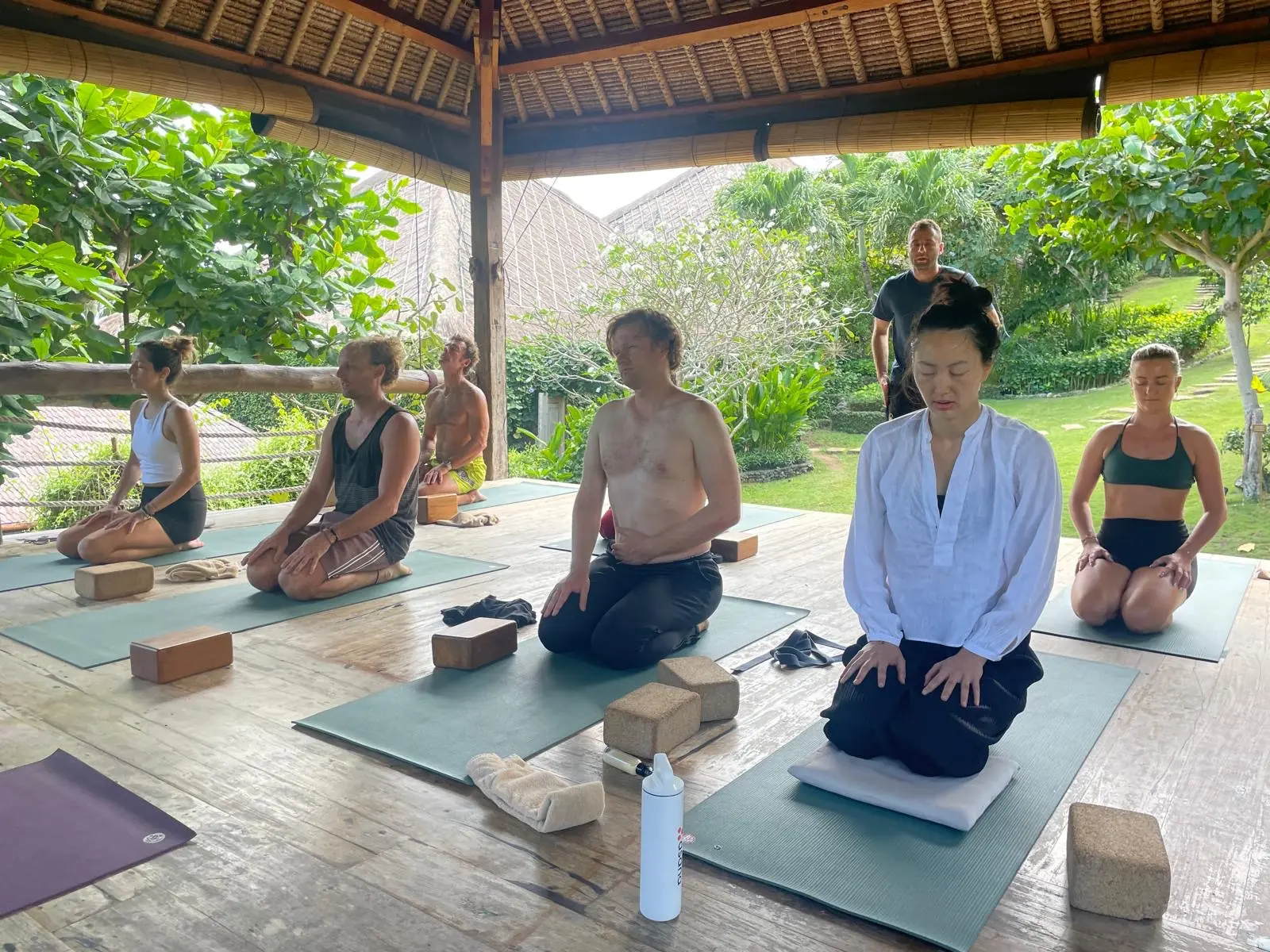 Students meditating