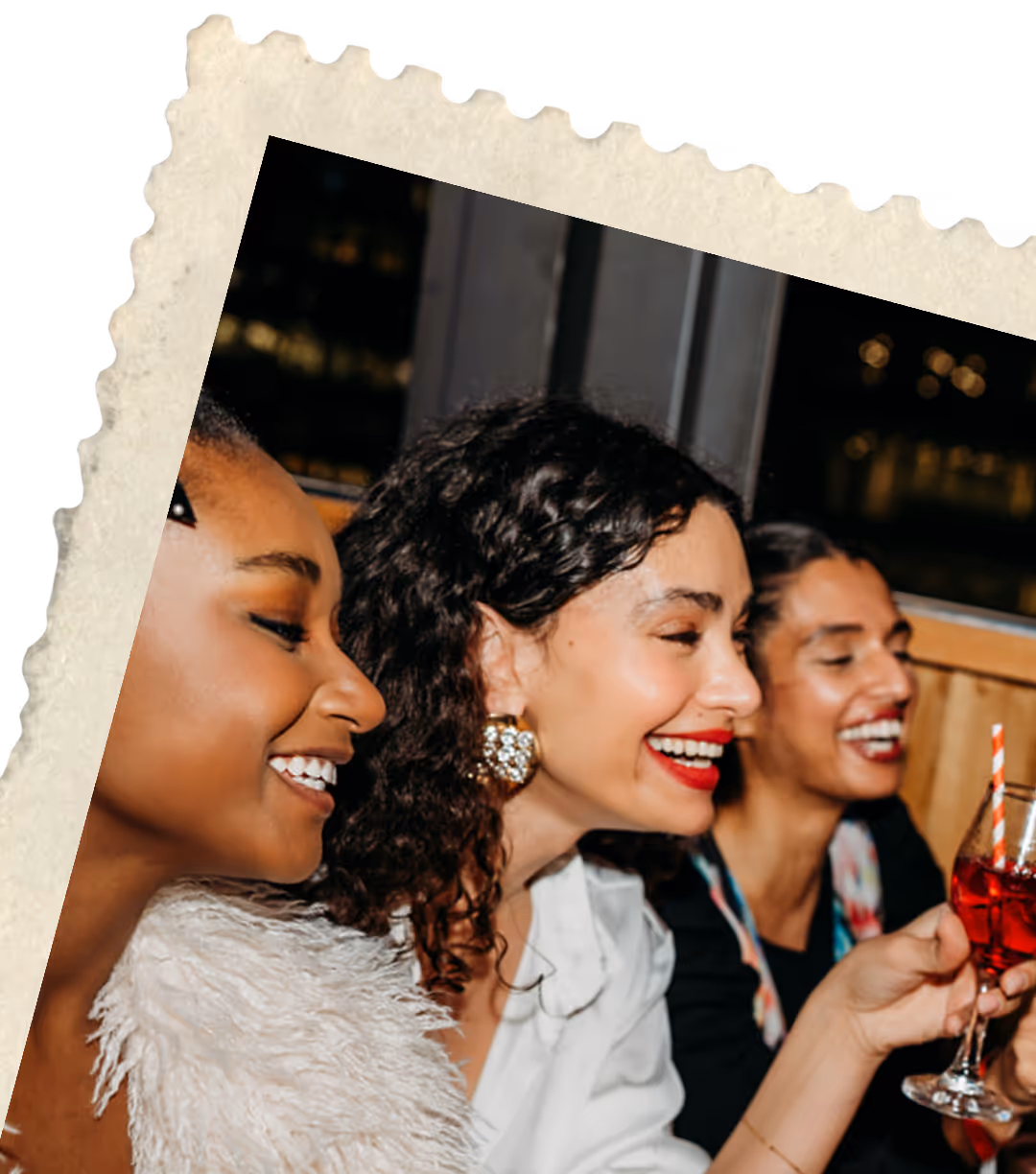 A postcard featuring a man and a woman, capturing a moment of connection and shared experience.