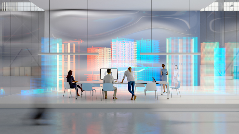 A group of sonsultats working on a solution for their new client. 