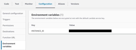 Screen grab showing where to add Instance ID in Connect for Lambda config