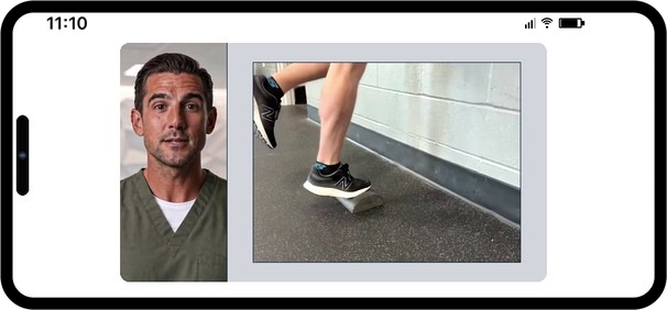 Physical therapist Cole demonstrating plantar fasciitis treatment