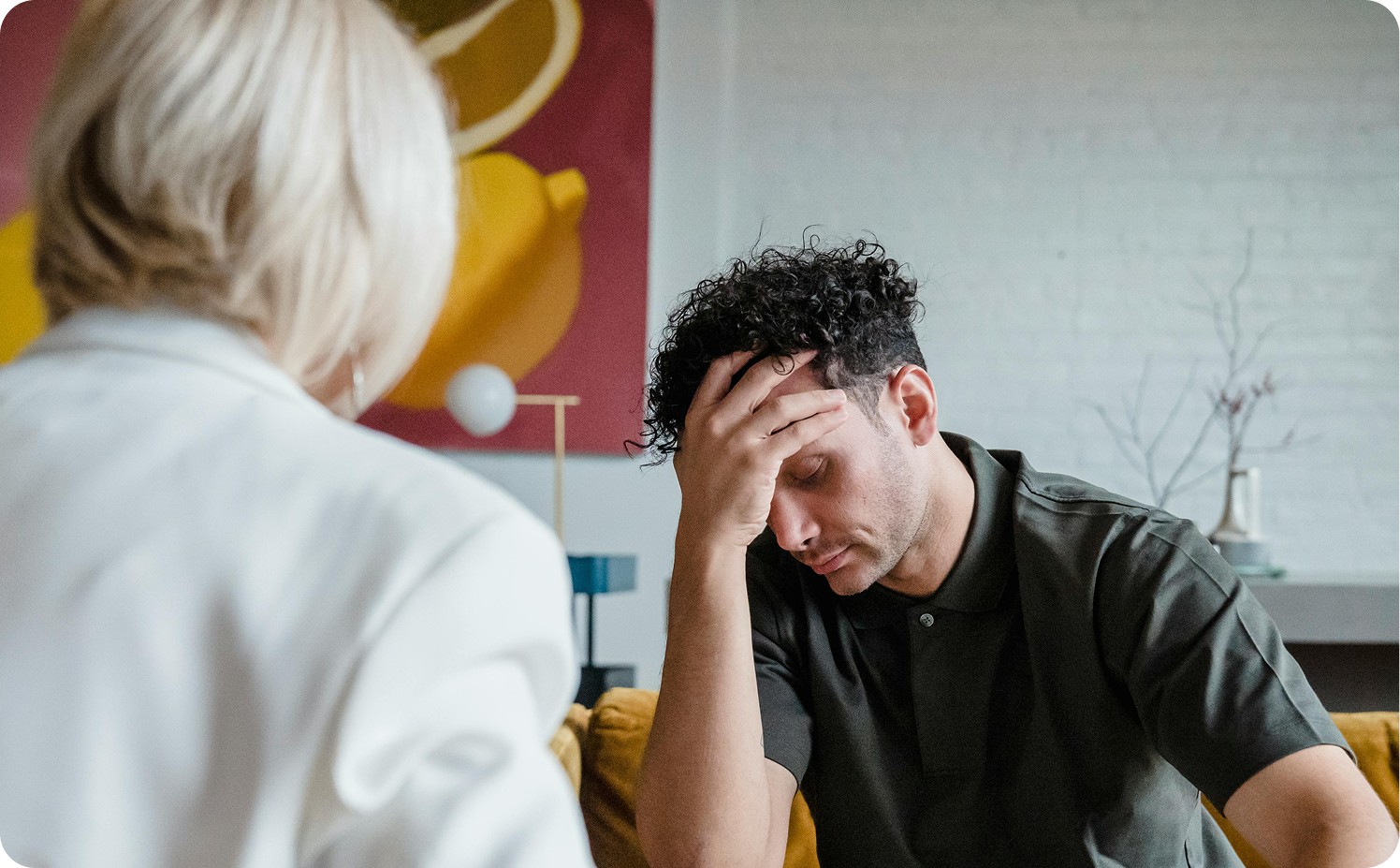 Autistic adult man having a meltdown