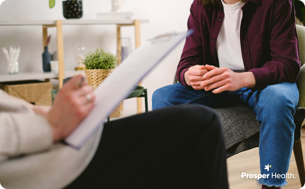 Therapist and autistic patient chatting
