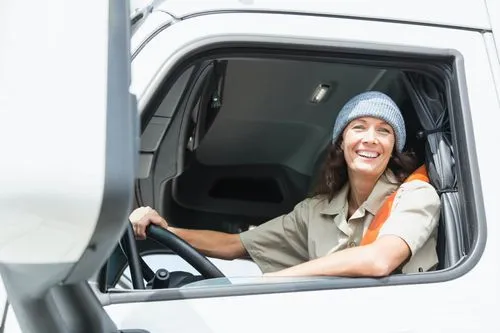 truck driving woman
