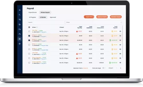 Payroll software dashboard on laptop