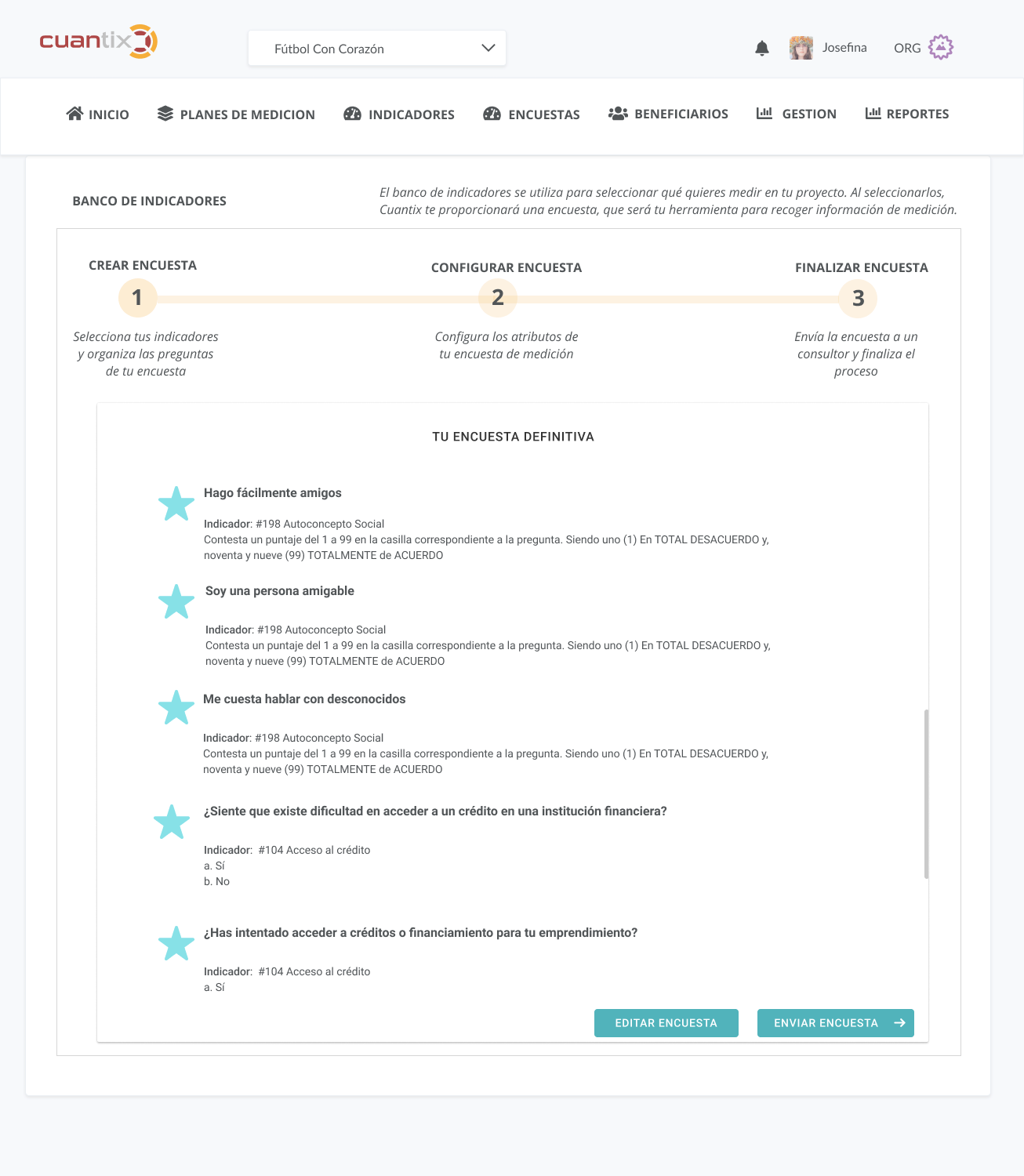 Screenshot of a survey builder