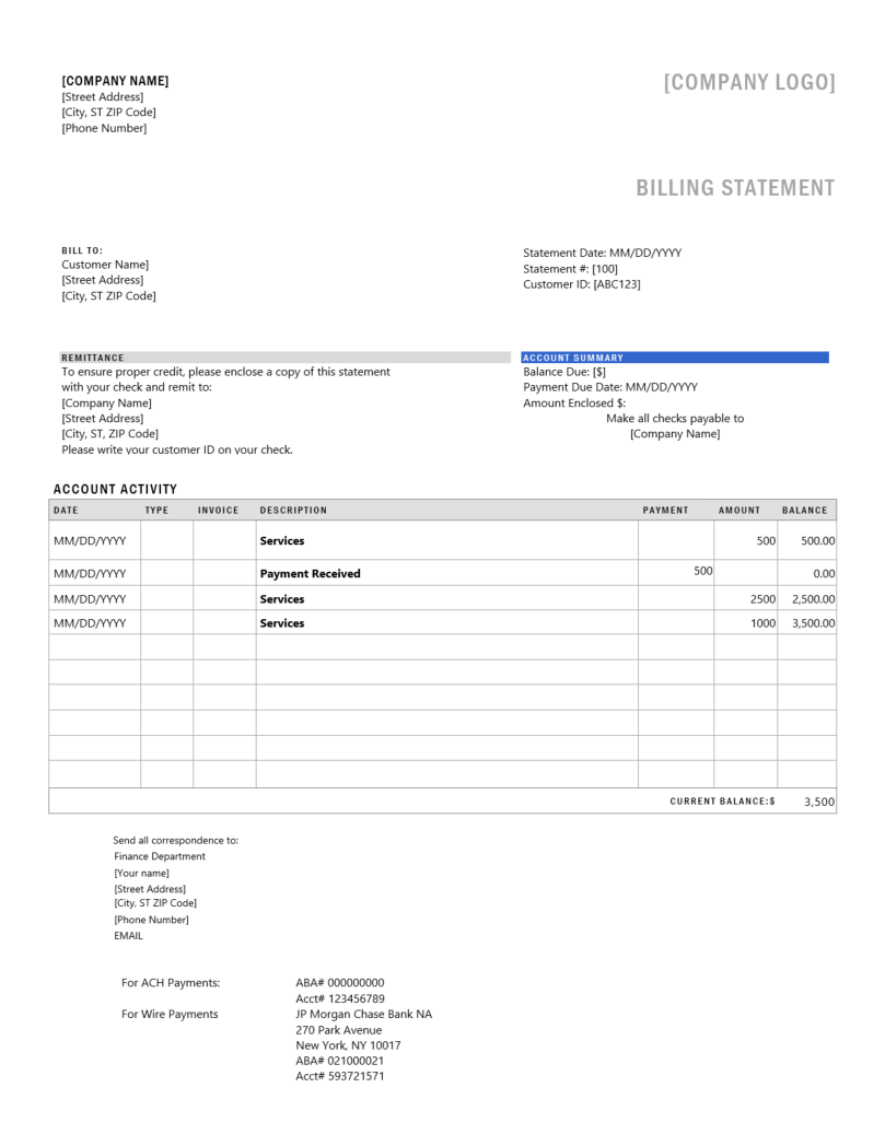 Billing template | Free download