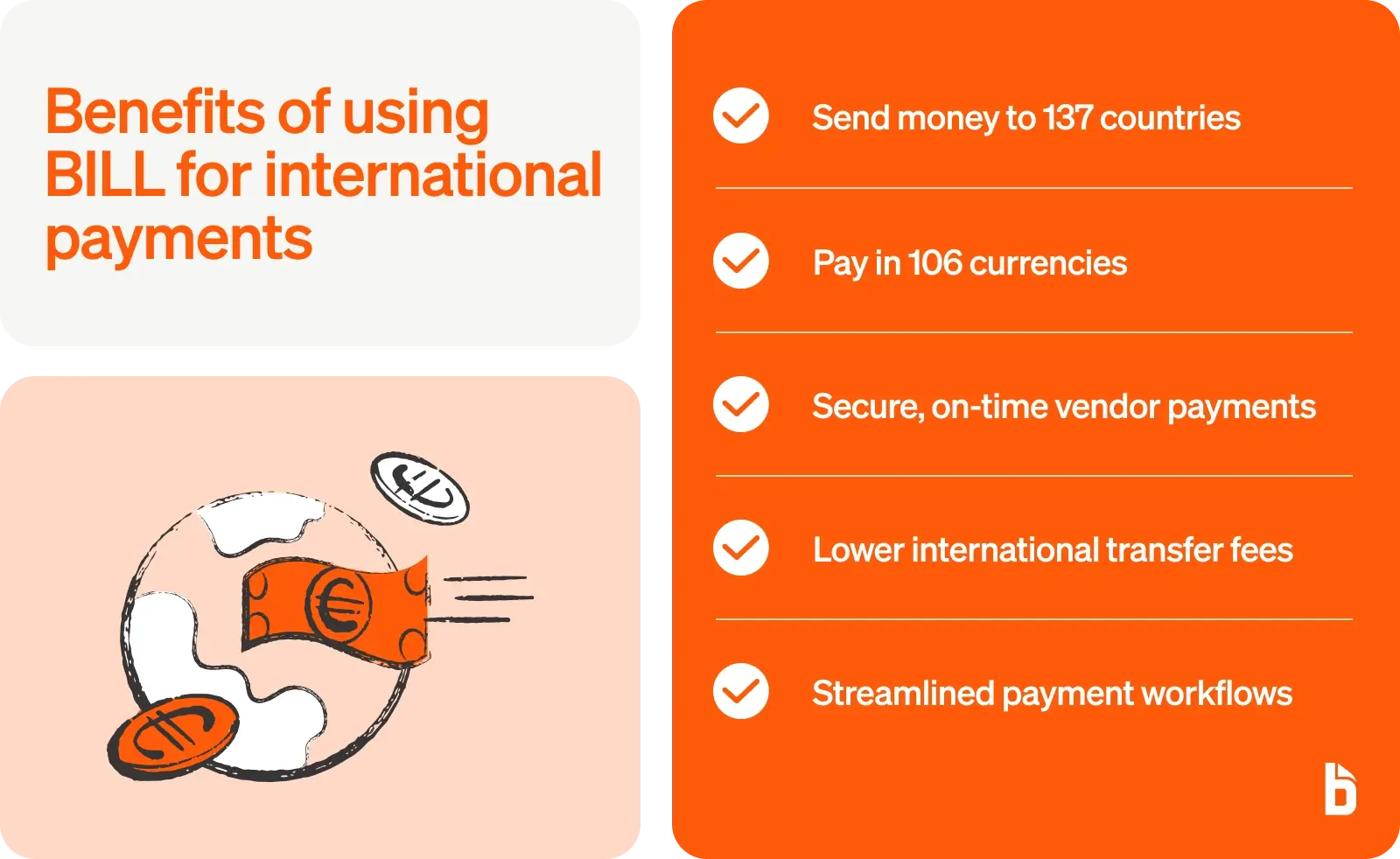Benefits of using BILL for international payments