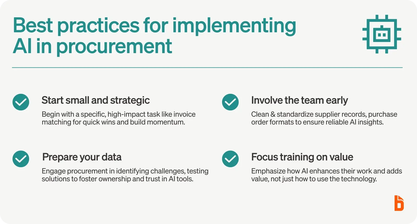 Best practice for implementing AI in procurement