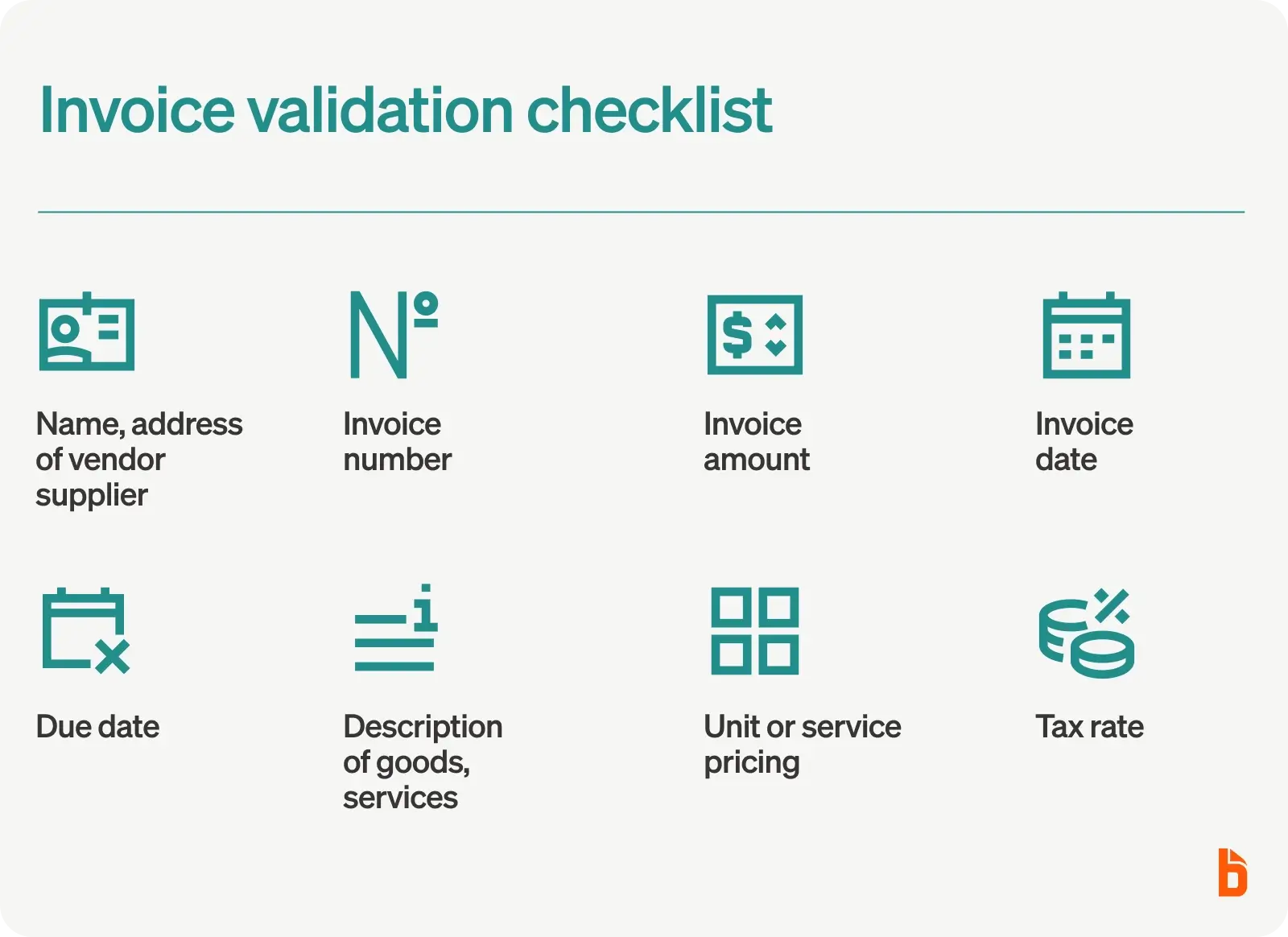 Invoice validation checklist