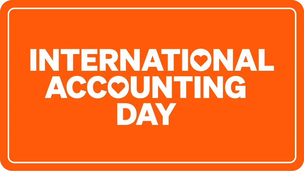 White text on orange background reads "International Accounting Day".