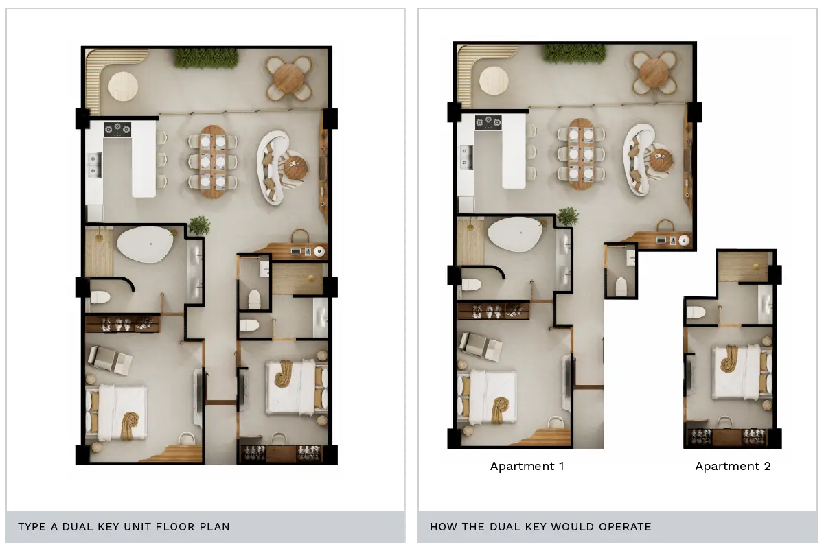 Atrium Lombok apartment unit dual key floor plan and how the dual key works